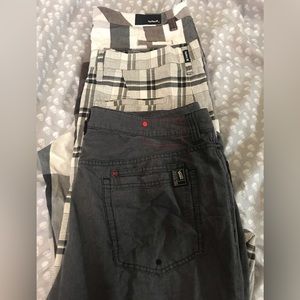 Three board shorts Hurley and Vans